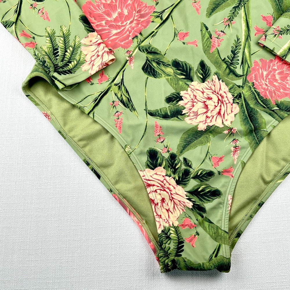 Aquabendita Target Peony Floral Long Sleeve 1 Piece Swimsuit Bodysuit XL/16 NWT - Picture 5 of 15